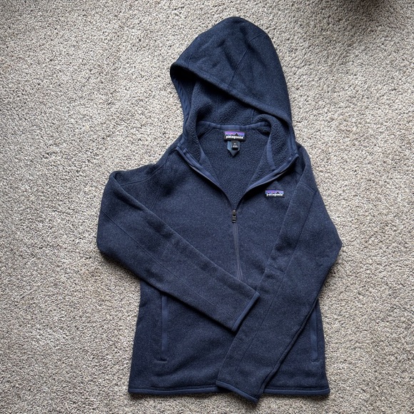 Patagonia better sweater hoodie Fleece Jacket women’s Size Small in navy - Picture 2 of 4